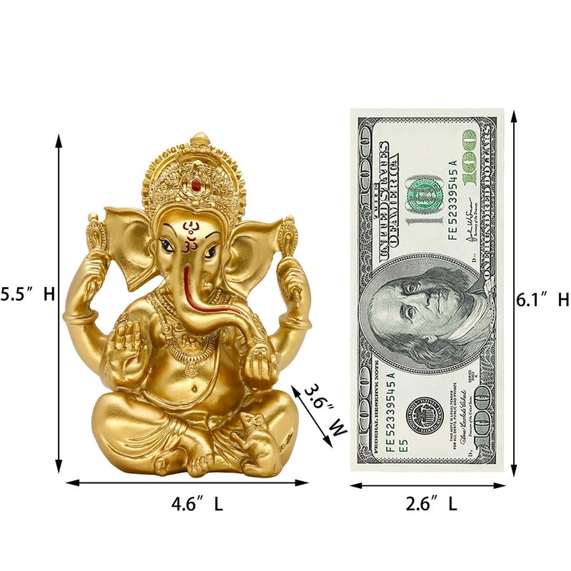 BangBangDa Hindu Ganesha Statue Diwali Decor - India God Lord Ganesh Ganpati Indian Idol Home Office Temple Mandir Puja Decor Altar Yoga Meditation Room Altar Shrine Kit Wedding Return Gift - Image 5
